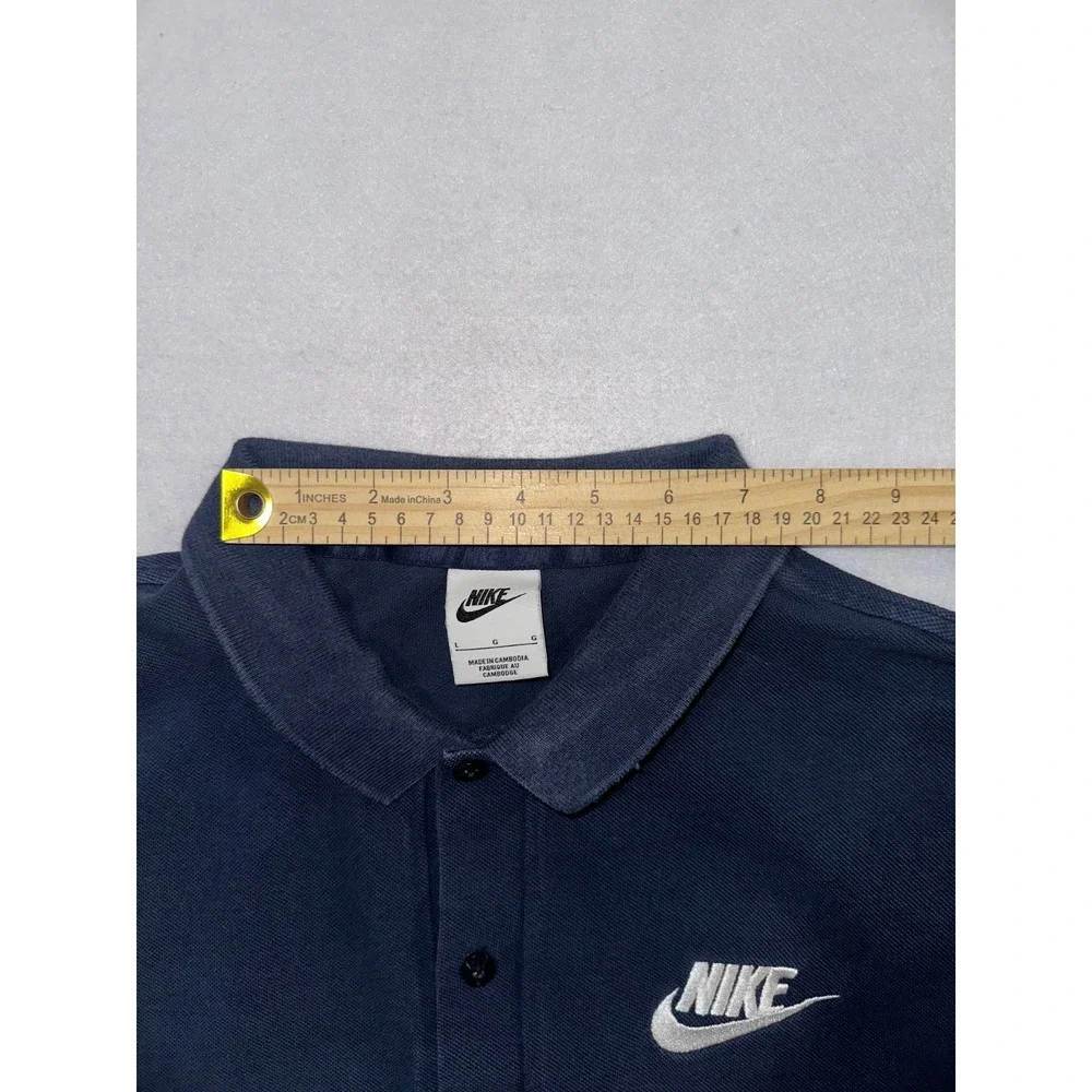 NIKE Men's L Navy Blue Polo Shirt Short Sleeve Athletic Golf USA Pullover Sports